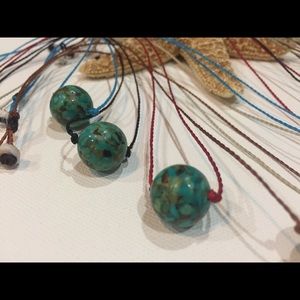 Turquoise Waterproof Rope Necklace with Puka shell